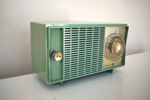 Load image into Gallery viewer, Bluetooth Ready to Go - 1959 Leaf Green General Electric Model T-129 AM Vacuum Tube Clock Radio Sounds Great!