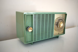 Bluetooth Ready to Go - 1959 Leaf Green General Electric Model T-129 AM Vacuum Tube Clock Radio Sounds Great!