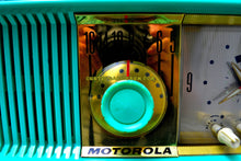 Load image into Gallery viewer, SOLD! - Dec. 8, 2017 - SEA GREEN Mid Century Retro Antique Jetsons 1957 Motorola 57CC Tube AM Clock Radio Totally Restored! - [product_type} - Motorola - Retro Radio Farm