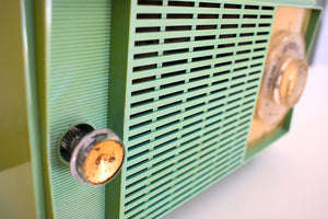 Bluetooth Ready to Go - 1959 Leaf Green General Electric Model T-129 AM Vacuum Tube Clock Radio Sounds Great!