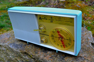 売れました！ - 2017 年 12 月 18 日 - Bluetooth MP3 対応 - AM FM ターコイズ レトロ ミッドセンチュリー Jetsons ヴィンテージ 1962 アービン モデル 31R26 真空管ラジオ 素晴らしい!