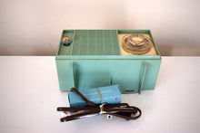 Load image into Gallery viewer, Bluetooth Ready to Go - 1959 Leaf Green General Electric Model T-129 AM Vacuum Tube Clock Radio Sounds Great!