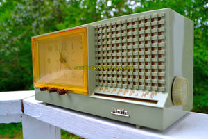 SOLD! - Dec 26, 2018 - Sage Green Mid Century Retro Vintage 1956 Arvin Model 957T AM Tube Clock Radio Works Great! - [product_type} - Arvin - Retro Radio Farm