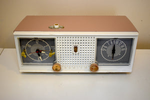 Sandalwood Tan and White 1960 Zenith Model C519L 'The Nocturne' AM Vacuum Tube Radio Looks Great Sounds Marvelous!