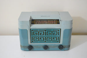 Pagoda Blue 1948 Westinghouse Model H-204 AM FM Bakelite Vacuum Tube Radio Loud Clear Stunning Good Looks!