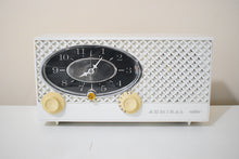 Load image into Gallery viewer, Bluetooth Ready To Go - Breezeway White 1964 Admiral &#39;Duet&#39; Model Y3353 AM Vacuum Tube Clock Radio Works Great!