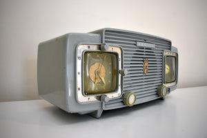 ネイビー グレー 1957 ゼニス モデル A515F AM 真空管ラジオ レア カラー 素晴らしいサウンドです。