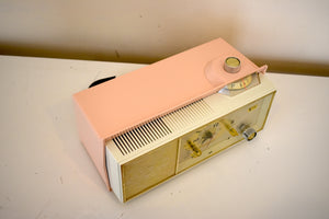 Rose Pink Mid-Century 1963 Arvin Model 53R28 AM Vacuum Tube Clock Radio Works Great Looks Great!