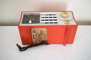 Fiesta Red White 1955 Admiral Model 5G45N AM Vacuum Tube Clock Radio Rare Colors Sounds Great!