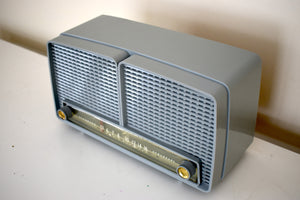 Tundra Gray 1956 RCA Victor Model 8-X-8J AM Vacuum Tube Radio Twin Speaker Better Listening Excellent Plus Condition!