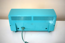 Load image into Gallery viewer, Aquamarine Turquoise and White 1959 Sylvania Model 5T17 Vacuum Tube AM Radio So Cute and Sounds Great!