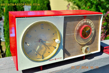 Load image into Gallery viewer, SOLD! - Oct 12, 2014 - CORVETTE RED AND WHITE Retro Jetsons Late 50&#39;s early 60&#39;s General Electric GE Tube AM Clock Radio WORKS! - [product_type} - General Electric - Retro Radio Farm