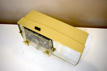 Load image into Gallery viewer, Goldenrod and White 1958 RCA Victor Model 1-C-5KE Vacuum Tube AM Clock Radio Sounds Looks Terrific!