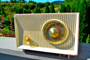 SOLD! - Oct 21, 2014 - PINK AND WHITE Atomic Age Vintage 1959 RCA Victor Model X-2EF Tube AM Radio WORKS! - [product_type} - RCA Victor - Retro Radio Farm