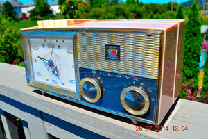 SOLD! - Nov 26, 2014 - PRINCESS Pink Retro Jetsons 1962 Bulova Model 180 Tube AM Clock Radio WORKS! - [product_type} - Bulova - Retro Radio Farm