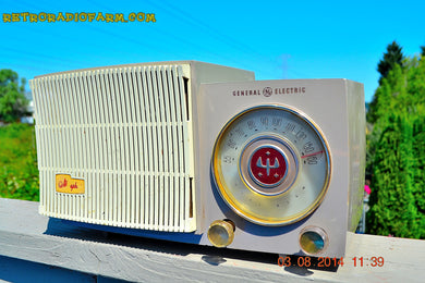 SOLD! - Nov 12, 2016 - BLUETOOTH MP3 READY - SAHARA TAUPE Retro Vintage 1954 General Electric 477 AM Tube Radio Totally Restored!