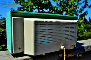 SOLD! - Sept 4, 2014 - RIDICULOUS CLEAN AQUA BLUE Retro Jetsons 1957 Magnavox R5 Tube AM Radio Dual Speaker WORKS! - [product_type} - Magnavox - Retro Radio Farm