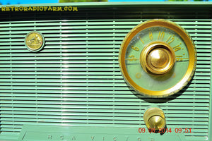 SOLD! - Oct 11, 2014 - OLIVE DRAB Retro Jetsons Vintage 1956 RCA Victor 6-X-5 Tube AM Radio WORKS! - [product_type} - RCA Victor - Retro Radio Farm