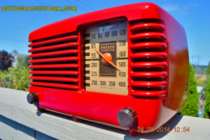 SOLD! - Oct 7, 2014 LIPSTICK RED Vintage Deco Retro 1947 Philco Transitone 46-200 AM Bakelite Tube Radio Works! Wow! - [product_type} - Philco - Retro Radio Farm
