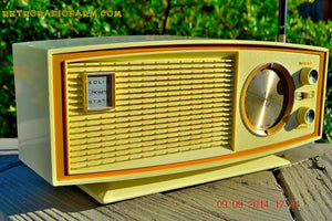 SOLD! - Nov 29, 2014 - AVOCADO and white AM/FM Retro Vintage 1960's Sears Model 2027 Solid State Radio WORKS!
