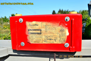 SOLD! - Sept 28, 2014 - CARDINAL RED Retro Vintage 1951 Silvertone Model 5 AM Tube Radio WORKS! - [product_type} - Silvertone - Retro Radio Farm