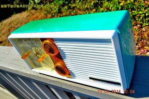 SOLD! - Dec 9, 2014 - SEAFOAM Green Turquoise Retro Jetsons Vintage 1956 Truetone DC-2083 AM Tube Clock Radio WORKS! - [product_type} - Truetone - Retro Radio Farm