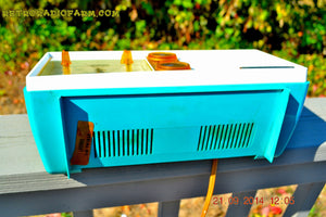 SOLD! - Dec 9, 2014 - SEAFOAM Green Turquoise Retro Jetsons Vintage 1956 Truetone DC-2083 AM Tube Clock Radio WORKS! - [product_type} - Truetone - Retro Radio Farm