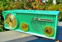 Load image into Gallery viewer, SOLD! - Oct 12, 2014 - SEA GREEN Retro Jetsons 1957 Motorola 57CS Tube AM Clock Radio Works! Quiet Clock! - [product_type} - Motorola - Retro Radio Farm