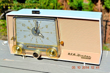 Load image into Gallery viewer, SOLD! - Dec 14, 2014 - TAN and White Retro Jetsons Vintage 1957 RCA 1-X-5KE AM Tube Clock Radio WORKS! - [product_type} - RCA Victor - Retro Radio Farm