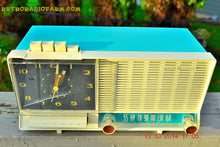 Charger l&#39;image dans la galerie, SOLD! - Dec 4, 2014 - AQUA and White Retro Jetsons Vintage 1958 General Electric C-451B AM Tube Clock Radio WORKS! - [product_type} - General Electric - Retro Radio Farm