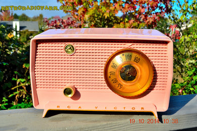SOLD! - Jan 9, 2014 - PINK TIFFANY Retro Jetsons Vintage 1956 RCA Victor Model 8-X-6F AM Tube Radio WORKS!