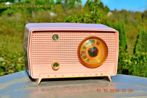 SOLD! - Jan 9, 2014 - PINK TIFFANY Retro Jetsons Vintage 1956 RCA Victor Model 8-X-6F AM Tube Radio WORKS! - [product_type} - RCA Victor - Retro Radio Farm