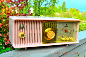 SOLD! - Nov 28, 2014 - PINK PUSSYCAT Retro Jetsons 1957 Motorola 57CC Tube AM Clock Radio WORKS! - [product_type} - Motorola - Retro Radio Farm