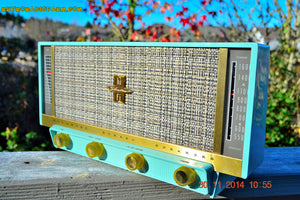 SOLD! - April 13, 2015 - MP3 READY - PLAN 9 FROM OUTER SPACE Ice Blue Retro Jetsons Vintage 1957 Silvertone Model 13 AM Tube Radio Totally Restored! - [product_type} - Silvertone - Retro Radio Farm