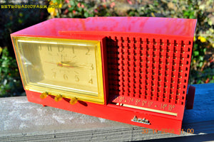 SOLD! - Dec 6, 2014 - CORAL PINK Retro Jetsons Vintage 1958 Arvin Model 5578 AM Tube Clock Radio WORKS! - [product_type} - Arvin - Retro Radio Farm