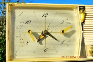 SOLD! - Dec 30, 2014 - IVORY Retro Jetsons Vintage 1958 Westinghouse Model 645T6 AM Tube Clock Radio WORKS! - [product_type} - Westinghouse - Retro Radio Farm
