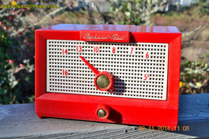 SOLD! - Dec 24, 2014 - CHERRY Red Retro Jetsons Vintage 1956 Packard Bell 5R1 AM Tube Radio WORKS! - [product_type} - Packard-Bell - Retro Radio Farm