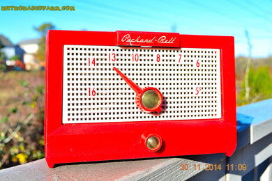 SOLD! - Dec 24, 2014 - CHERRY Red Retro Jetsons Vintage 1956 Packard Bell 5R1 AM Tube Radio WORKS!