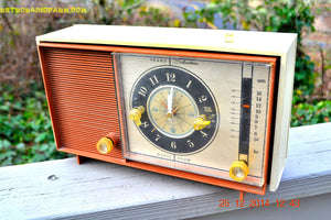 SOLD! - April 8, 2015 - COPPERTONE and Ivory Retro Jetsons Vintage 1960 Sears Model 6036 AM Tube Clock Radio Totally Restored! - [product_type} - RCA Victor - Retro Radio Farm