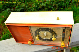 SOLD! - April 8, 2015 - COPPERTONE and Ivory Retro Jetsons Vintage 1960 Sears Model 6036 AM Tube Clock Radio Totally Restored! - [product_type} - RCA Victor - Retro Radio Farm