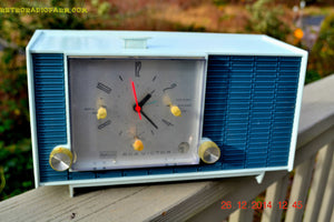 SOLD! - March 24, 2015 - POWDER BLUE TUXEDO Retro Jetsons Vintage 1961 RCA Model RHD21A Tube Clock Radio Totally Restored! - [product_type} - RCA Victor - Retro Radio Farm