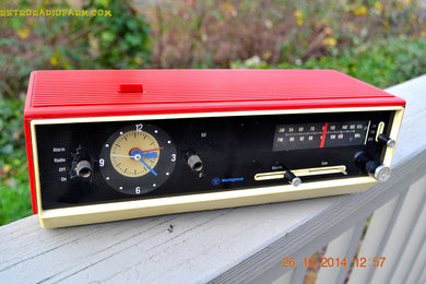 SOLD! - Jan 29, 2015 - MATADOR RED and white AM/FM Retro Vintage 1960's Westinghouse Model RLF4220A Solid State Radio WORKS!