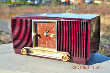 Load image into Gallery viewer, SOLD! - Jan 19, 2015 - SVELTE Burgundy General Electric Model 543 Retro AM Clock Radio Works! - [product_type} - General Electric - Retro Radio Farm