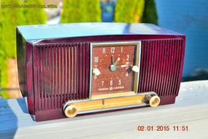 SOLD! - Jan 19, 2015 - SVELTE Burgundy General Electric Model 543 Retro AM Clock Radio Works! - [product_type} - General Electric - Retro Radio Farm