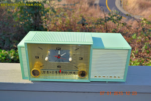 SOLD! - April 8, 2015 - MINT GREEN Retro Jetsons 1959 Admiral Model 298 Tube AM Clock Radio Totally Restored! - [product_type} - Admiral - Retro Radio Farm
