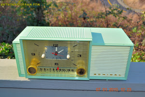 SOLD! - April 8, 2015 - MINT GREEN Retro Jetsons 1959 Admiral Model 298 Tube AM Clock Radio Totally Restored! - [product_type} - Admiral - Retro Radio Farm