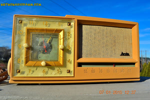 SOLD! - Dec 2, 2016 - SAHARA SANDY TAN Retro Space Age 1956 Arvin Tube AM Clock Radio Totally Restored! - [product_type} - Arvin - Retro Radio Farm