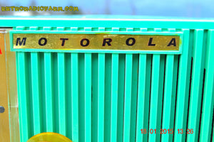 SOLD! - Sept 12, 2015 - BEAUTIFUL SEA GREEN Retro Jetsons 1956 Motorola 56CS Tube AM Clock Radio Totally Restored! - [product_type} - Motorola - Retro Radio Farm