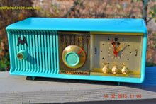 Load image into Gallery viewer, SOLD! - Feb 21, 2016 - VIVID Turquoise Retro Jetsons 1957 Motorola 57CC Tube AM Clock Radio Totally Restored! - [product_type} - Motorola - Retro Radio Farm