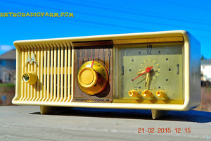 SOLD! - April 8, 2015 - ALABASTER IVORY Retro Jetsons 1957 Motorola 57CC Tube AM Clock Radio Totally Restored! - [product_type} - Motorola - Retro Radio Farm